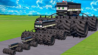 Big amp Small Long Bus Police Lightning McQueen Thorns vs Thomas Trains  BeamNGdrive [upl. by Pinchas]