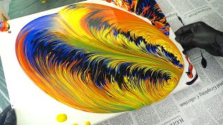 《Feather10》Vibrant Feather Fluid Art  Mesmerizing Acrylic Pouring Techniques [upl. by Eed]