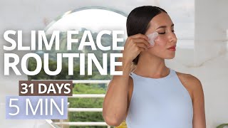 FACE EXERCISES FOR A SLIM FACE  Do This Gua Sha Routine Every Day to Reduce Fine Lines  31 Days [upl. by Alvita444]