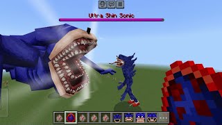 Shin Sonic Tape vs Ultra Shin Sonic God ADDON in Minecraft PE [upl. by Og837]