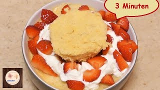 3 Minuten MikrowellenTassenkuchen mit Erdbeeren uns Sahne 3 minute microwave cup cake [upl. by Glogau]