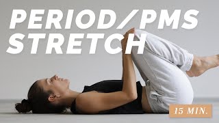 15 Min Period amp PMS Stretch  ease menstrual cramps and relief tension  back pain relief [upl. by Iasi]