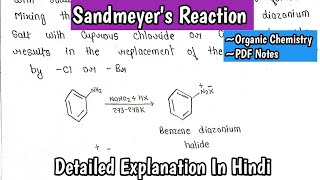 Sandmeyers Reaction  Organic Chemistry  ImpReaction For BSc MScExams [upl. by Idas]