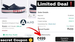 How To Purchase Crocs in Just 499Rs😱 Secret Coupon to Purchase Crocs in Ajio🤫 Men Footwear Ajio [upl. by Ynittirb185]