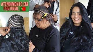 Meu Primeiro Entrelace em Portugal 🇵🇹 Flip Over Method Hair Extension [upl. by Covell]