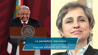 Carmen Aristegui responde a quotataquequot de AMLO por tuit del caricaturista Helio Flores [upl. by Broida886]