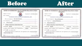 How to Edit Any Certificate Text in Photoshop Clean the certificate Any Text in Photoshop tutorial [upl. by Neelhtak]