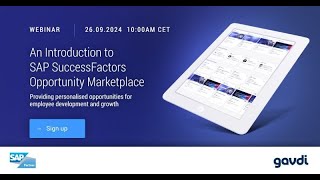 Webinar An Introduction to SAP SuccessFactors Opportunity Marketplace [upl. by Gilemette]