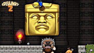 Spelunky 2  Can Anything Survive Being Crushed by Olmec [upl. by Ahtelrac161]