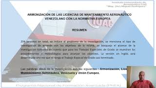 ARMONIZACIÓN DE LAS LICENCIAS DE MANTENIMIENTO AERONÁUTICO VENEZOLANO [upl. by Attevaj]