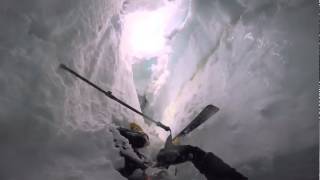 Frightening Moment When Skier Falls Into Crevasse [upl. by Znieh294]