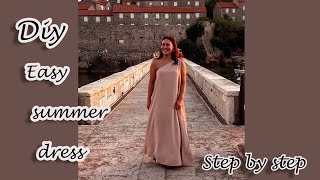 Diy How to make One shoulder Aline summer dress  Step by step [upl. by Saltsman418]