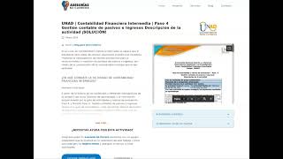 UNAD  Contabilidad Financiera Intermedia  Paso 4 Gestión contable de pasivos e ingresos [upl. by Ahsenre818]