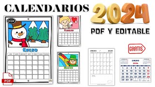 Calendario 2024 para imprimir gratis PDF Y EDITABLE [upl. by Rozella]