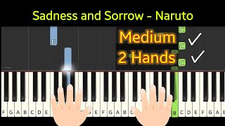 Sadness and Sorrow Naruto  tutorial piano medium level 2 [upl. by Aleinad49]