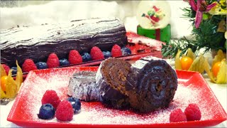 🎄Tronchetto di Natale al cioccolato con ganache al rum  Chocolate Christmas log with rum ganache [upl. by Nnoryt248]