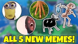 How to get ALL 5 NEW MEMES in Find The Memes 255 Minion Stare Dancing Cow OMG Wow Touch Grass Ho [upl. by Crystie]