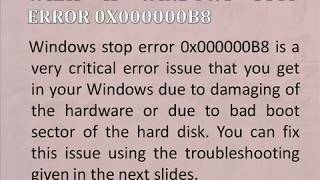 Easy Way to Fix Windows Stop Error 0x000000B8 [upl. by Atinhoj]