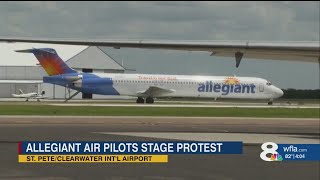 Allegiant Pilots picket at PIE protesting ‘subindustry wages’ [upl. by Nryhtak]