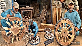 Amazing Making Process of Old Cart Wheel  Manufacturing Complete Process  Wooden Old Wheel [upl. by Cooper]