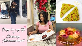 October vlog amp GIVEAWAY 💌✨️Diwali 2024 café visit shopping making breakfast 🎀 [upl. by Atekihs]