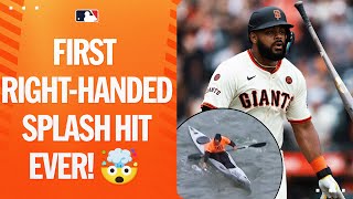 Into McCovey Cove by a righty Heliot Ramos home run is the FIRST EVER righthanded splash hit [upl. by Marler]