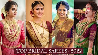 Latest Bridal Sarees Collection 2022  Wedding Sarees Collection  South Indian Bridal Saree Design [upl. by Atiuqam]