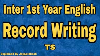 Record writing  Inter first year englishTs [upl. by Benedix]