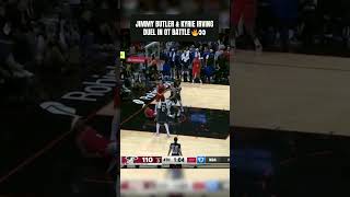 Jimmy Butler amp Kyrie Irving go headtohead in OT 👀 shorts [upl. by Ymaj]