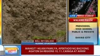 Mahigit 140000 pamilya apektado ng Bagyong Agaton sa Reions 1011 Caraga at ARMM [upl. by Leacock]