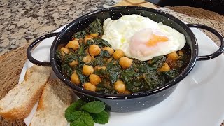 GARBANZOS CON ESPINACAS  UNA RECETA TRADICIONAL FACIL  RAPIDA Y DELICIOSA 👌🏼TE ENCANTARA [upl. by Wina]