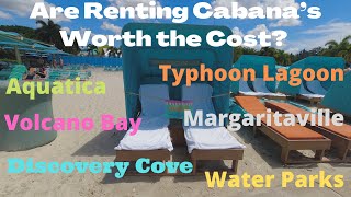 Are Renting Cabana’s Worth the Cost  Aquatica Discovery Cove Typhoon Lagoon waterparks [upl. by Annalee446]