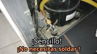 cómo instalar válvula pincha tubo para recargar gas r134ar600r290 [upl. by Elleb]