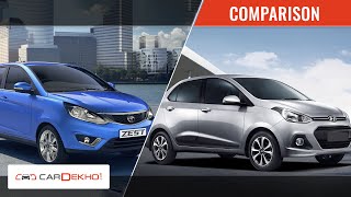 Tata Zest vs Hyundai Xcent  Video Comparison  CarDekhocom [upl. by Oriel]