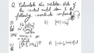 oxidation states of CMA in Coordination compounds [upl. by Naryt]