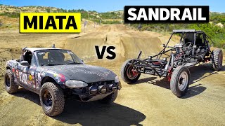 OffRoad Miata vs KSwapped Sandrail in Dirt Drag Racing [upl. by Etnuad]