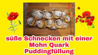 mohnschnecken Süße Schnecken mit einer Mohn Quark Puddingfüllung [upl. by Malcom]