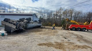 WWNY Liquid manure spills in Heuvelton as tanker truck rolls over [upl. by Jacinto589]