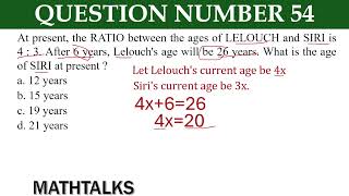 At present the RATIO between the ages of LELOUCH and SIRI is 4  3 After 6 years Lelouchs [upl. by Ehsom]