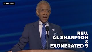 Rev Al Sharpton brings quotNYs Central Park Fivequot exonerated Black men to DNC stage supporting Kamala [upl. by Shaina794]