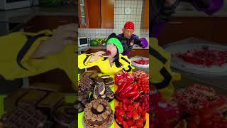 Ice cream challenge Chocolate vs red food Shorts [upl. by Dorotea]