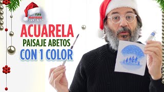 ACUARELA CON 1 COLOR  POSTAL NAVIDEÑA FÁCIL  Tips NAVIDAD  PAPEL GRIS  Dibujo Juan Linares [upl. by Hairabez320]