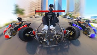 Insane 70mph Electric GoKarts on CITY STREETS  Urban EKart POV [upl. by Ielerol]