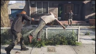 Random Guy Keeps Punching Trevor During Cutscene GTA V [upl. by Joslyn583]