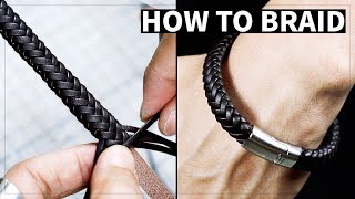 How to braid 8 strand bracelet using leather cords [upl. by Dorrie680]