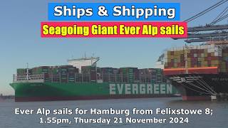 Seagoing Giant Ever Alp sails for Hamburg 155pm Thursday 21 November 2024 [upl. by Cuyler]