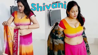 How to wearing Gujrati saree  best draping saree  ultra low waist saree  GKV [upl. by Hanid]