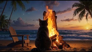 Cozy Winter Ambience  Relaxing Purring Cat with Crackling Fire Sounds  Relaxing Fireplace Sounds [upl. by Kampmeier]