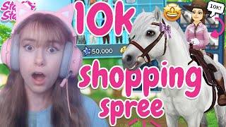 HUGE 10000 STAR COINS SHOPPING SPREE 😍 MASSIVE CLOTHING amp TACK HAUL Star Stable Online [upl. by Saerdna]