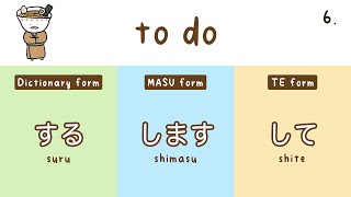 50 Basic Japanese Verbs in Dictionary MASU and TE Forms [upl. by Tressa679]